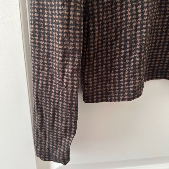 Vince Brown Black Houndstooth Crew-Neck Long Sleeve Top Women's Size Medium - Picture 8 of 16